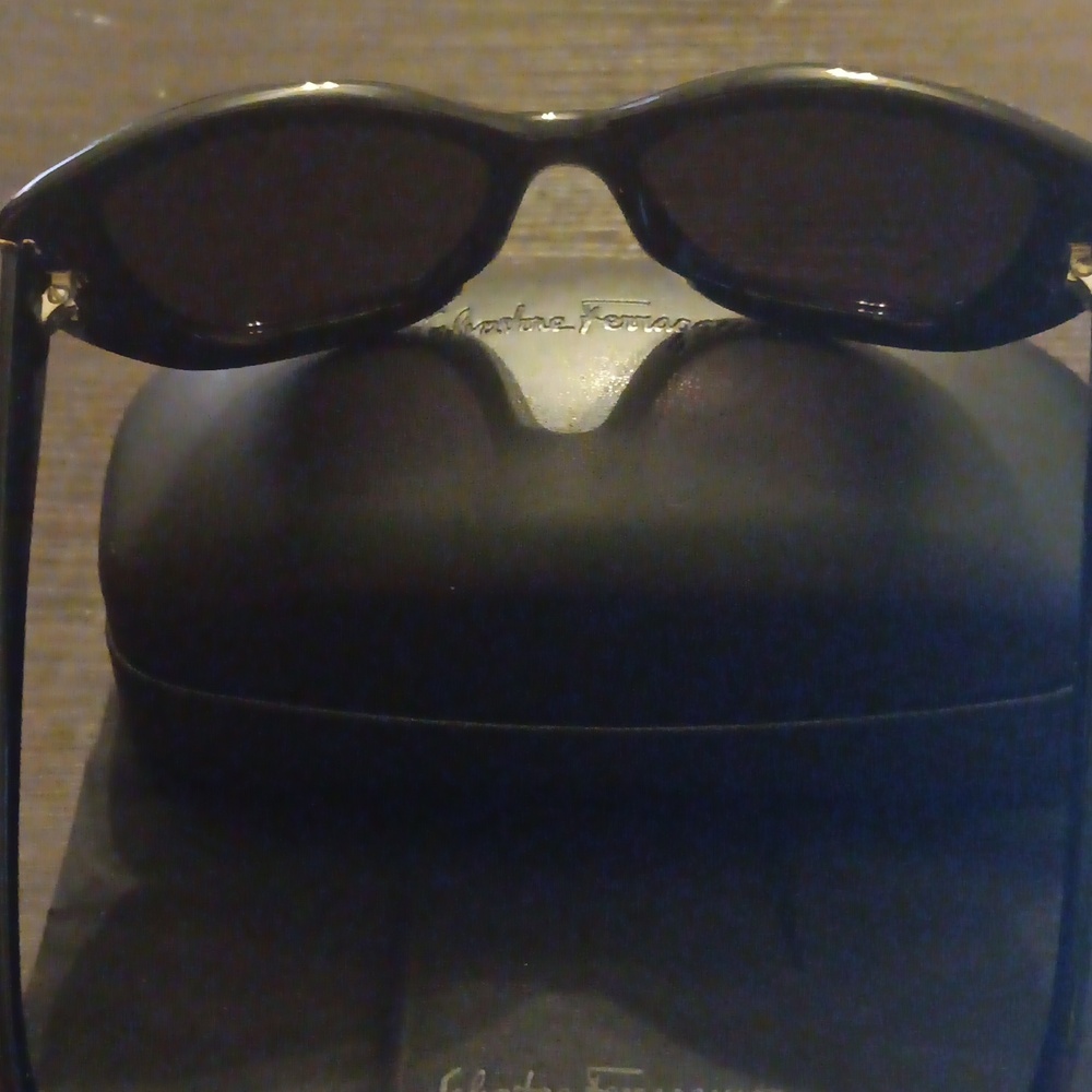 Salvatore Ferragamo Black Sunglasses With A Branded Case & Cleaning Cloth (EUC) - Picture 8 of 8